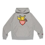 Front view of Pokemon Human Made Heavyweight Hoodie in gray color