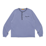 Human Made Henley Neck Sweatshirt Blue front view.