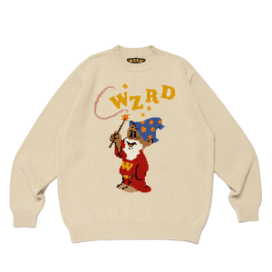 Human Made Wzrd Navy White Knit front view