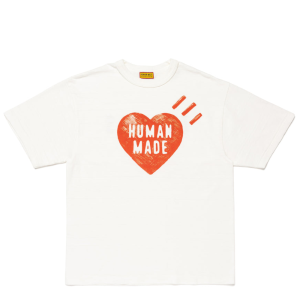 "Human Made Heart Slub T-Shirt White front view."