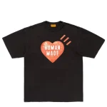 "Human Made Heart Slub T-Shirt Black front view."