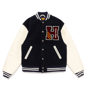 HUMAN MADE VARSITY JACKET NAVY front view