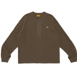 Human Made Henley Neck Shirt Olive Drab front view.