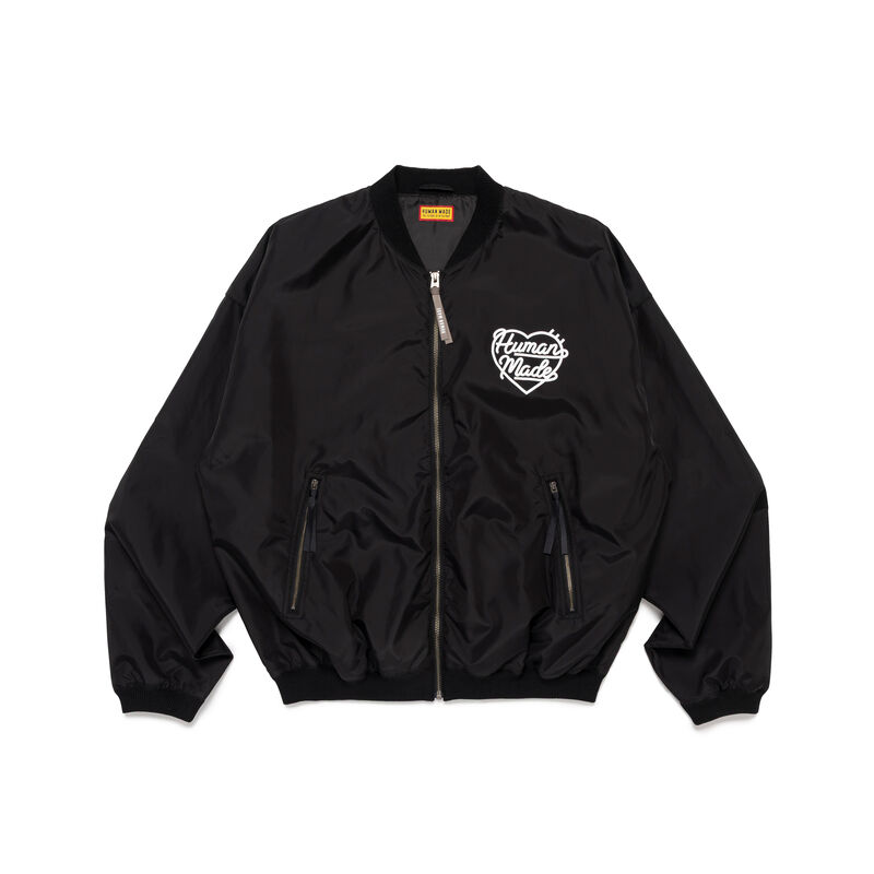 human made nylon blouson black front view