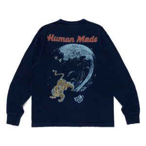 Human Made Indigo Dye T Shirt front view indigo blue Japanese cotton tee