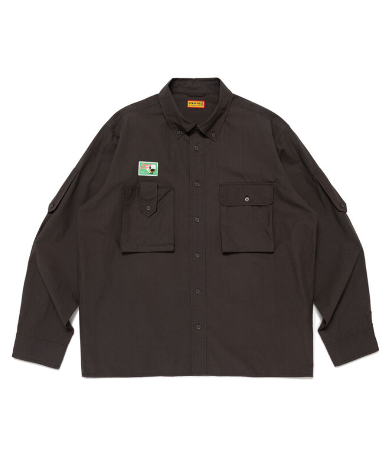 Human Made Hunting Shirt Charcoal front view simple design Untitled design 20