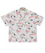 Human made printed shirt blue front view on plain background