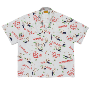 Human made printed shirt blue front view on plain background