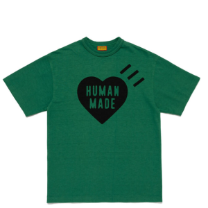 Human Made Heart Graphic T Shirt Green front view