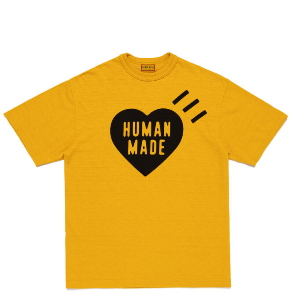 Human Made Heart Graphic T Shirt Yellow Front Human Made Heart Graphic T Shirt Yellow front view
