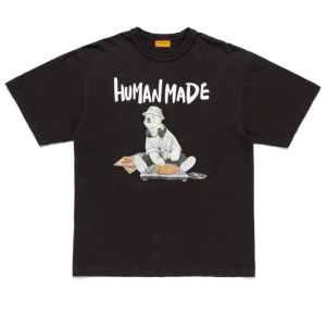 Human Made Polar Bear Black T Shirt front view with polar bear graphic
