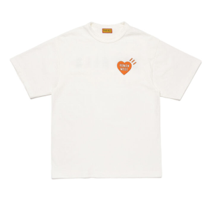 Human Made Orange Heart Graphic T Shirt White front view