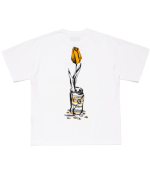 Front view of Human Made Flower T Shirt White showing the white base, flower graphic, neckline, sleeves, and overall fit.