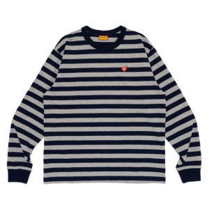 Human Made Striped L/S T-Shirt Navy front view
