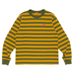 Human Made Striped L/S T-Shirt Olivedrab front view