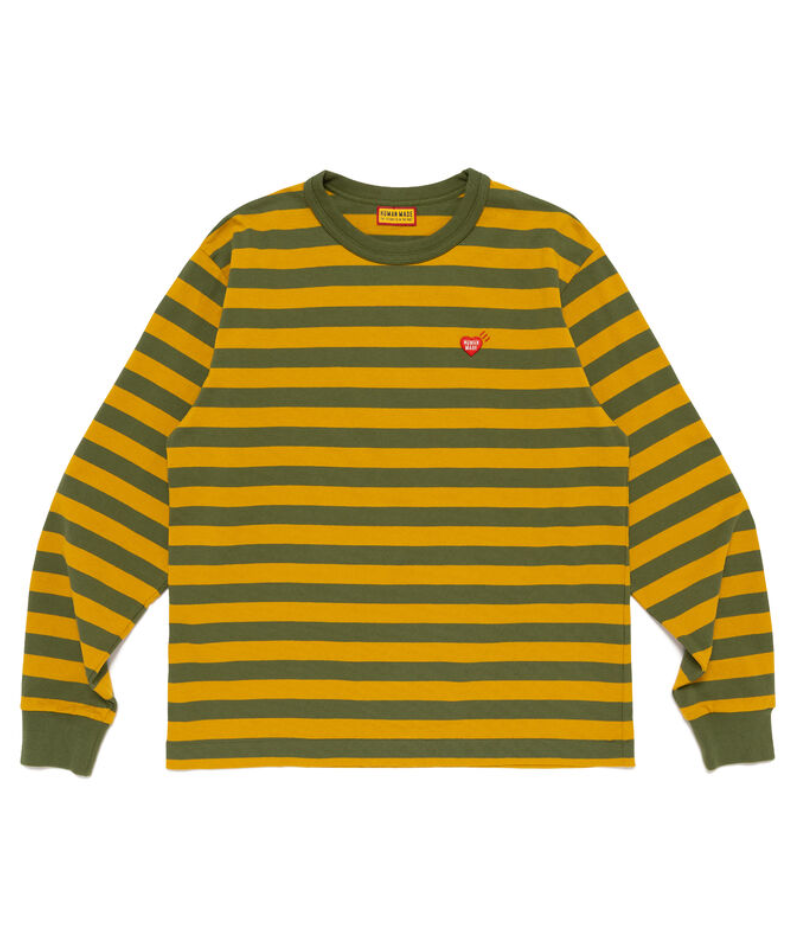 Human Made Striped L/S T-Shirt Olivedrab Front Human Made Striped L/S T-Shirt Olivedrab front view