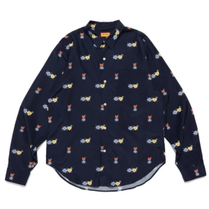 Human Made Heart Printed Shirt Navy front view