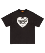 Human Made White Heart Black Graphic T-Shirt front view