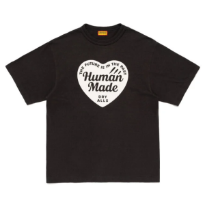 Human Made White Heart Black Graphic T-Shirt front view