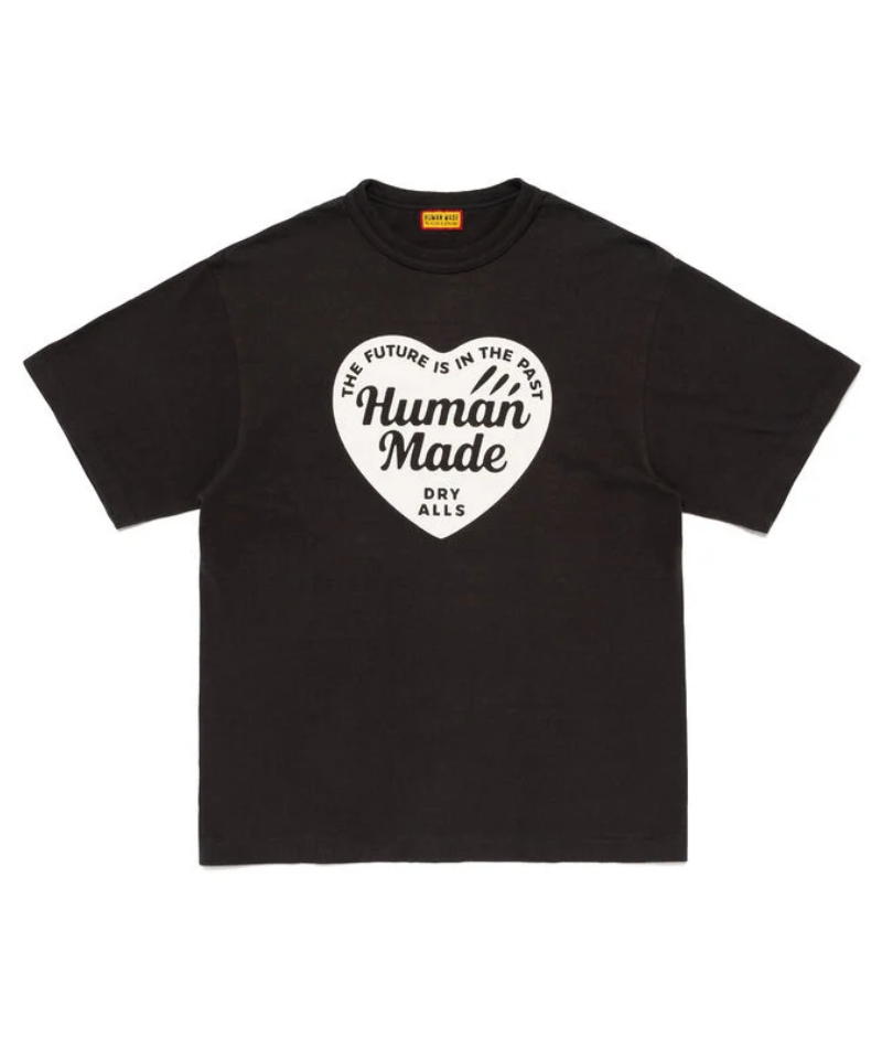 Human Made White Heart Black Graphic T-Shirt Front Human Made White Heart Black Graphic T-Shirt front view