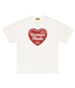 Human Made Red Heart White Graphic T Shirt front view