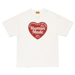Human Made Red Heart White Graphic T Shirt front view