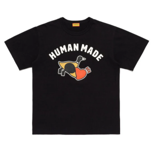 Human Made Duck Red Graphic T Shirt Black front view
